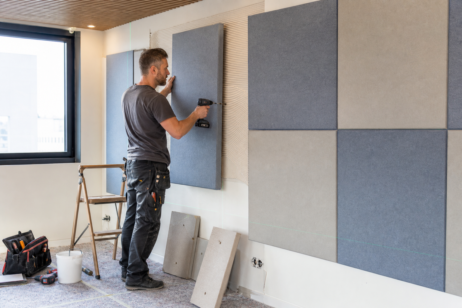 Installazione di pannelli acustici a parete